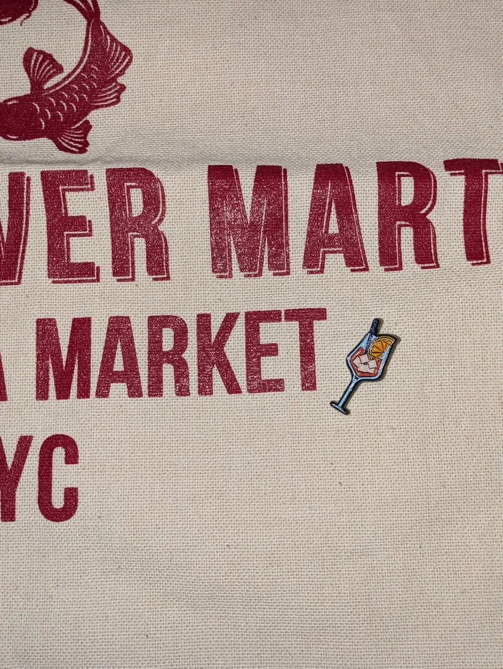 Pearl River Mart Chelsea Market NYC Tote with Many Enamel Pins - ALL NEW